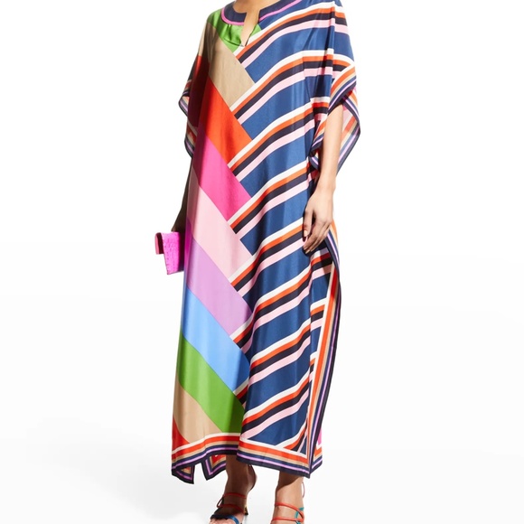 Trina Turk Theodora Silk Midi/Maxi Dress Caftan Size L/XL - Picture 3 of 3